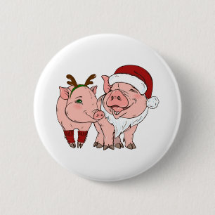 hässliches Weihnachtsschwein Button