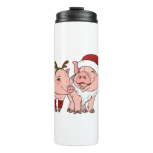 hässliches Weihnachtsschwein Thermosbecher