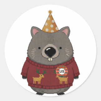 Hässliches Weihnachtswombat-Aufkleberblatt Runder Aufkleber