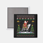 Hässliches Wolf Weihnachtsgeschenk Santa Reitwolf  Magnet (Vorderseite/Rückseite)