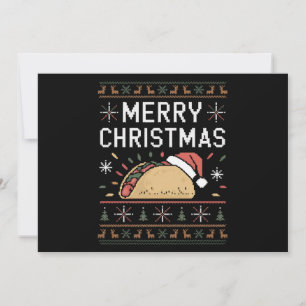 Hässliches Xmas Pullover Lichter Santa Taco Weihna Feiertagskarte
