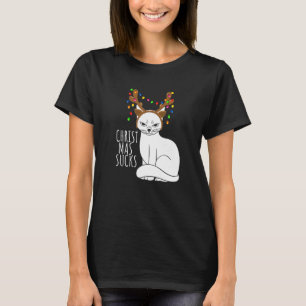 Hasst die Feiertage Wütende Katze Rentier Weihnach T-Shirt