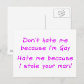 Hasst mich nicht, weil er schwul ist postkarte (Vorne/Hinten)