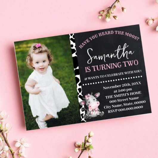 Hast du den Geburtstag der Moos-Rosa-Kuh gehört? Einladung