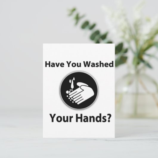 Hast du dir die Hände gewaschen? Postkarte (Stehend Vorderseite)