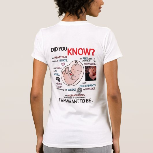 "Hast du es gewusst?" Pro-Life Information T - Shi T-Shirt (Rückseite)