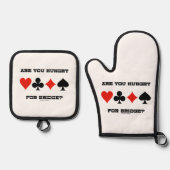 Hast du Hunger nach Bridge? Vier Card-Anzug Ofenhandschuh & Topflappen-Set (Vorderseite)