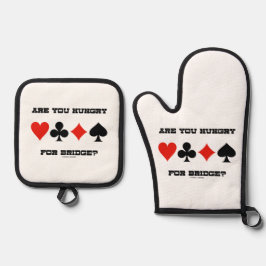 Hast du Hunger nach Bridge? Vier Card-Anzug Ofenhandschuh & Topflappen-Set