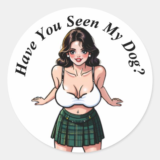 Hast du meinen Hund gesehen? Niedlich Manga Runder Aufkleber (Vorderseite)