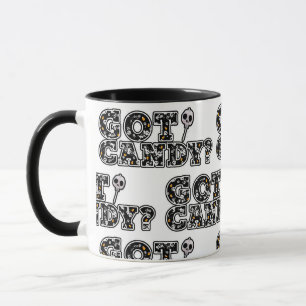 Hast du Süßigkeiten? Black & White Skulls Lutscher Tasse