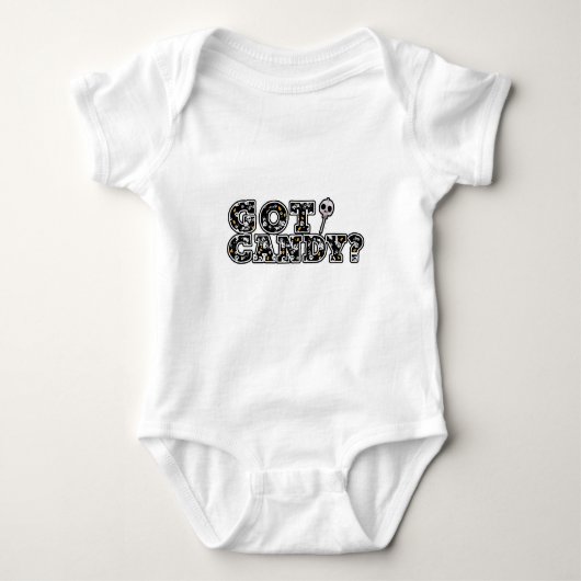 Hast du Süßigkeiten? Schwarz-weiße Totenköpfe Hall Baby Strampler (Vorderseite)