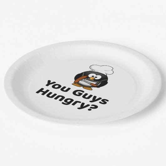 Hast du Typ Hunger? Funny Party Grilling Barbecue Pappteller (Schrägansicht)