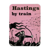 Hastings By train Vintage Reiseplakat Magnet (Vertikal)