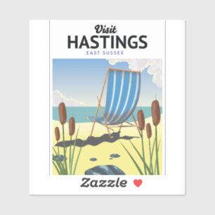 Hastings East Sussex Beach Reiseplakat Aufkleber