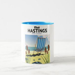 Hastings East Sussex Strand Reiseplakat Zweifarbige Tasse