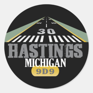 Hastings MI - Airport Runway Runder Aufkleber