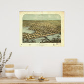Hastings Minnesota 1867 Antique Panoramabalkarte Poster (Küche)