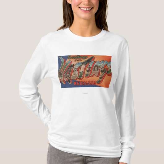 Hastings, Nebraska - große Buchstabe-Szenen T-Shirt (Vorderseite)