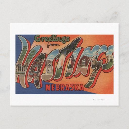 Hastings, Nebraska - Große Buchstabenszenen Postkarte (Vorderseite)