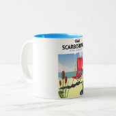Hastings North Yorkshire Seebadeposter. Zweifarbige Tasse (Vorderseite Links)