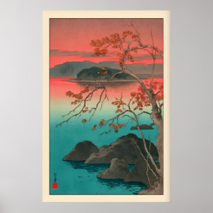 Hasui Kawase Ahornblätter Druck Stille Dämmerung,  Poster