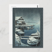 Hasui Kawase Winter Snow Lake Scene Postkarte (Vorne/Hinten)