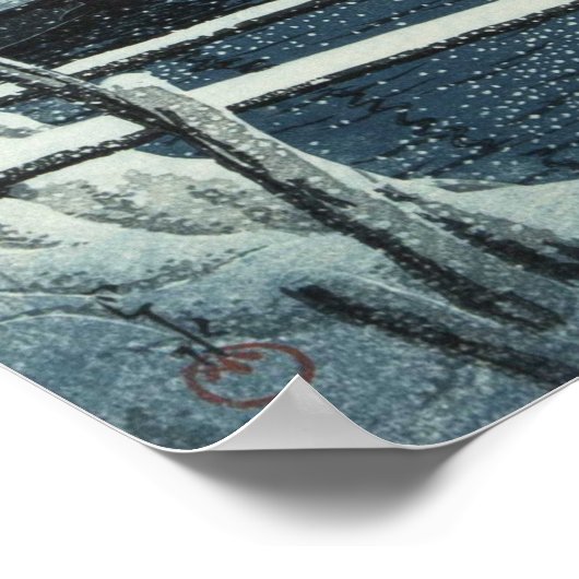 Hasui Kawase Winter Snow Lake Scene Print Poster (Ecke)