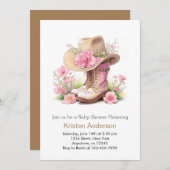 Hat and Boots Rustic Cowgirl Babydusche Einladung (Vorne/Hinten)