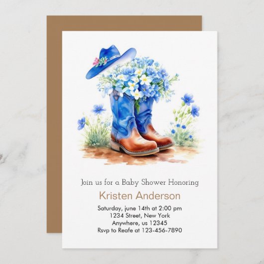 Hat and Boots Wild West Baby Shower Einladung (Vorne/Hinten)