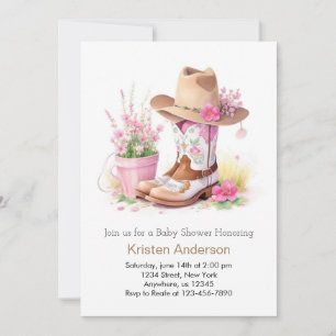 Hat and Boots Wild West Watercolor Baby Shower Einladung
