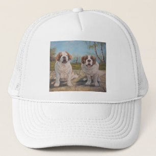 Hat Ann Hayes Painting Two St Bernards Truckerkappe