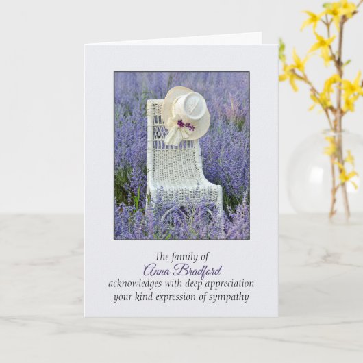 Hat auf Wicker Stuhl Beileid Danke Karte (Gelbe Blume)