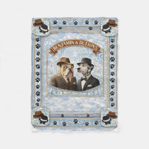 Hat Benjamin und Buttons eleganter Hund Vintage-Fl Fleecedecke