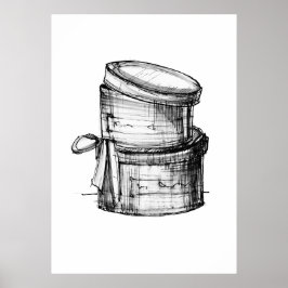 Hat Boxes Fashion Sketch Poster
