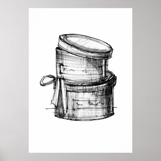 Hat Boxes Fashion Sketch Poster (Vorne)