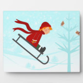 Hat Boy Sled Coat Scarf Schlittenbaum Vögel Fotoplatte (Vorderseite)