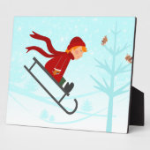 Hat Boy Sled Coat Scarf Schlittenbaum Vögel Fotoplatte (Seite)