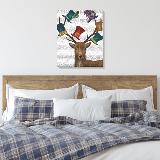 Hat Collector Deer Leinwanddruck (Insitu (Schlafzimmer))