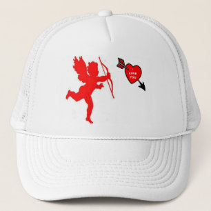 Hat Cupid und Heart Red Truckerkappe