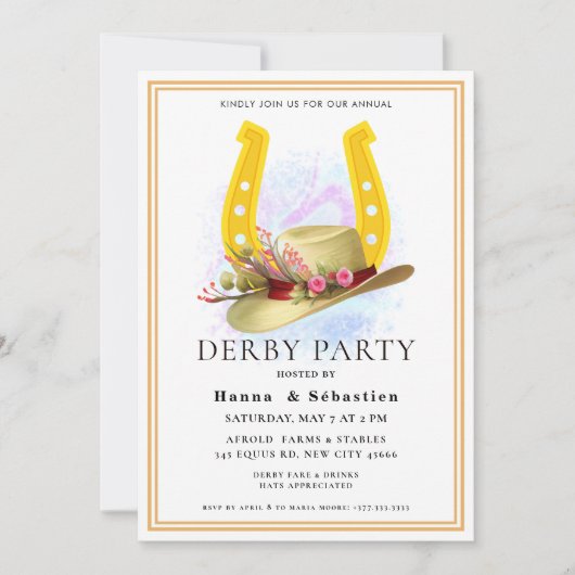  Hat  Derby Party Equestrian Einladung (Vorderseite)