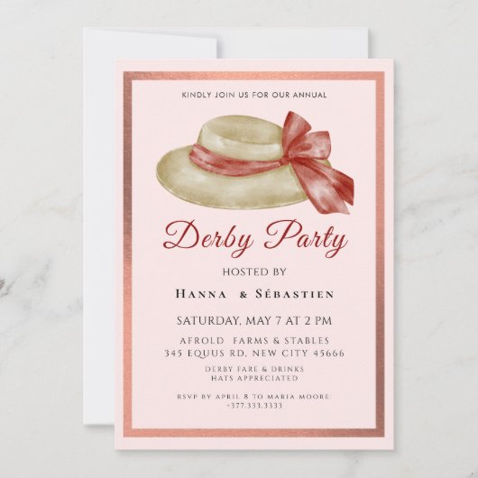 Hat Derby Party Invitation Einladung (Vorderseite)