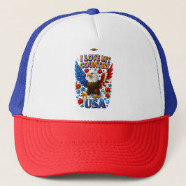 Hat Design: I Love My Country - USA Truckerkappe
