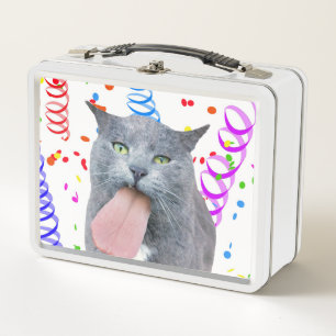 Hat die Katze deine Zunge gefressen? Metall Brotdose