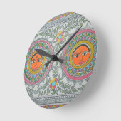 hat ein "Sonne" Motiv "in der madhubani Malerei" Runde Wanduhr (Winkel)