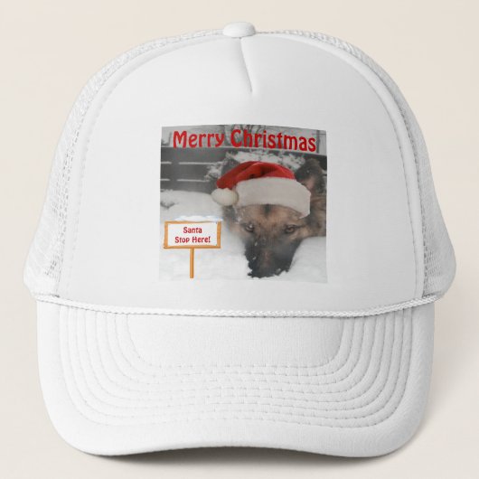 Hat German Shepherd Stopp Here Sign Truckerkappe (Vorderseite)
