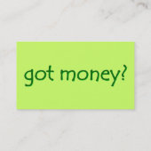 Hat Green Geld? Visitenkarte (Rückseite)