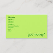 Hat Green Geld? Visitenkarte (Vorderseite)