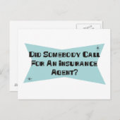 Hat jemand um einen Agent für die Versicherung geb Postkarte (Vorne/Hinten)