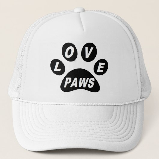 Hat-Liebe auf Paws Black Truckerkappe (Vorderseite)