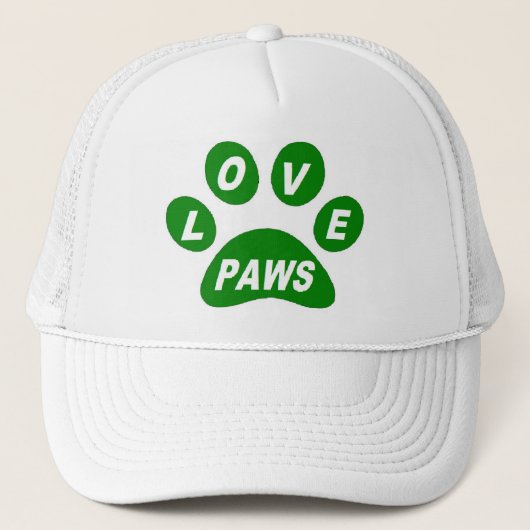 Hat-Liebe Paws Green Truckerkappe (Vorderseite)